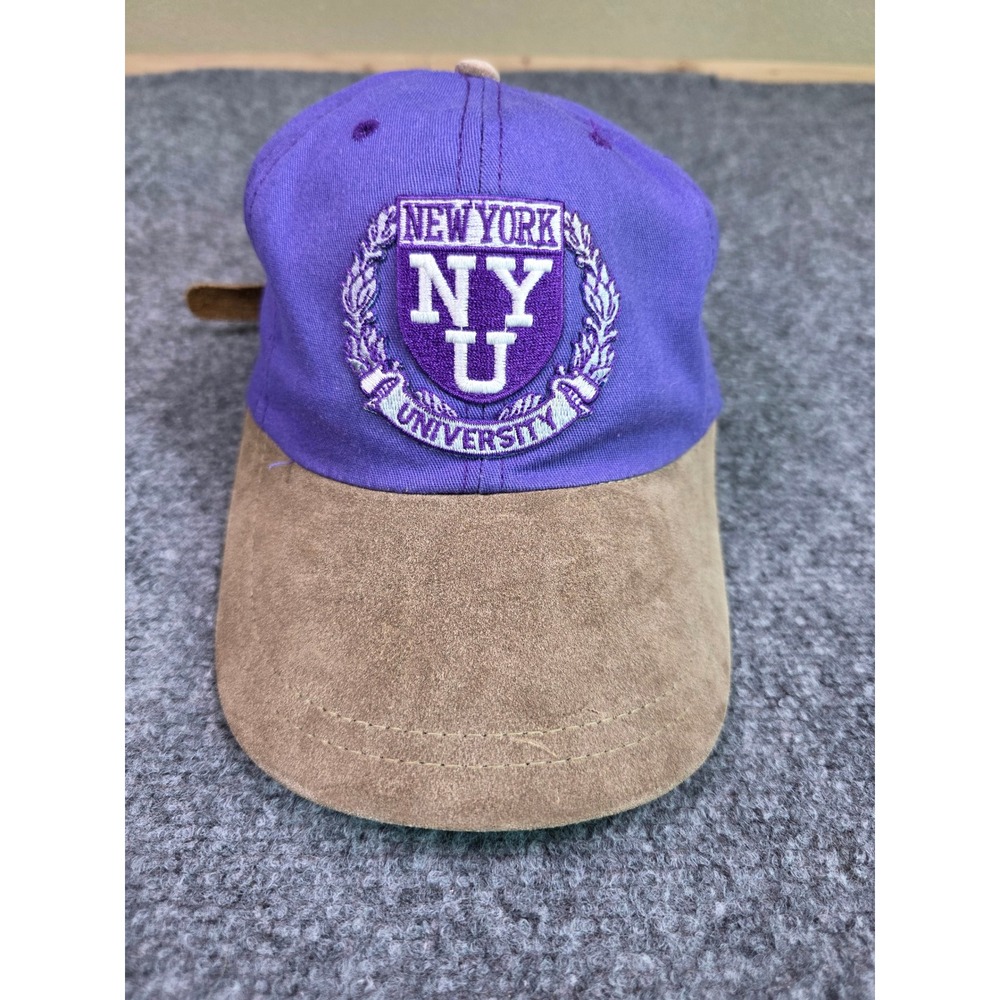 Vintage NYU New York University Strapback Hat OSFA University Square Purple Tan